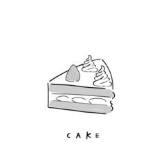 Birthday cake on white background, hand-drawn icon illustration graphic of cake for menu, logo, and sign 