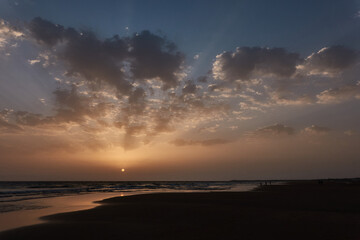 sunset on the beach of El Palmar, in Vejer de la Frontera. Cadiz. Andalusia. Spain