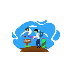 Vaccine illustration flat design with doctor and patient 