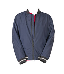 men's bomber jacket and  shirt isolated on white background. fashionable casual wear