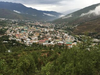 Fototapeta na wymiar View of the Valley. Thimpu (Bhutan)