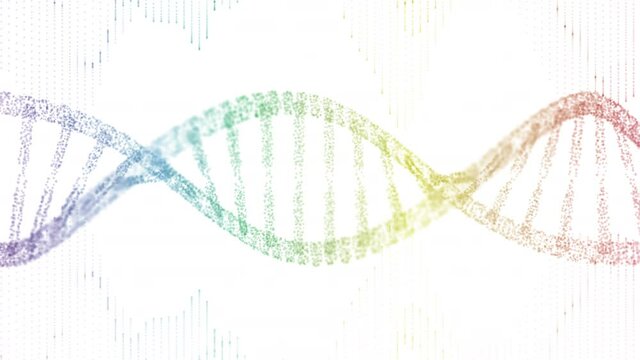 DNA rainbow colors structure, motion medical background. Seamless Loop on white background
