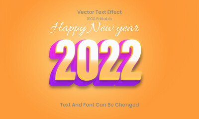 Happy new year 2022 yellow 3d text editable effect