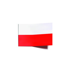 Vector Polish Flag, 3D Flag with Shadow Isolated on White Background, White and Red Stripes, Poland Country Colors.