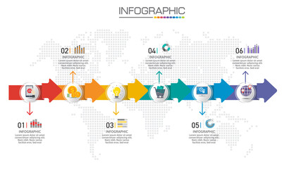 Infographic chart with business concept, 6 options can be used for business concept with 6 steps.