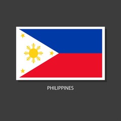 Philippines flag Vector Square Icon on Black Background.