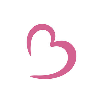 Letter B Initial Letter Pink Heart Shape Belly Icon Vector Logo Template