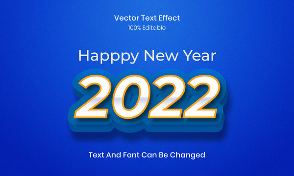 Happy New Year 2022 Yellow 3d Text Editable Effect