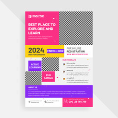 Kids School Admission Flyer Design Vector Template
