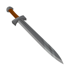 Sword three quarter view. Medieval weapon in cartoon style.