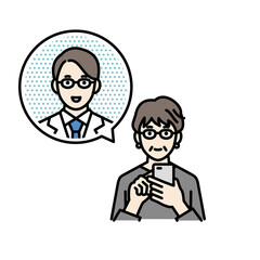 スマートフォンでオンライン診療を受ける女性