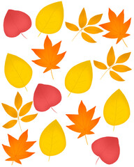 Hello autumn, autumn leaves flat, colored leaves isolated set autumn elements autumn holidays yellow leaves