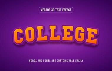 Obraz premium College 3d editable text effect style
