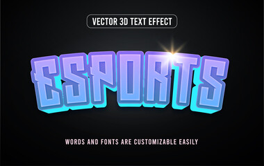 Blue neon esports gaming 3d editable text effect style