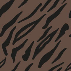 Tiger seamless pattern, coffee brown shade