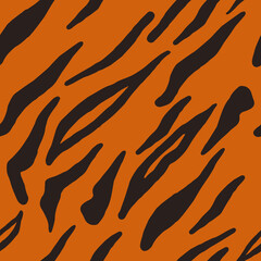 Tiger seamless pattern, shade of orange and brown