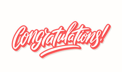 Congratulations. Vector handwritten lettering card. 