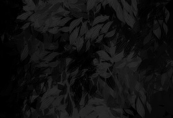 Dark Gray vector natural background with leaves. - obrazy, fototapety, plakaty