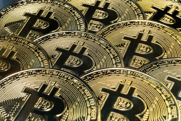 Close-up, Digital money in the world of the future globally accepted.