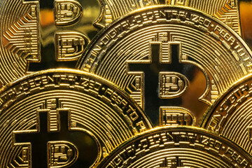 Close-up, Digital money in the world of the future globally accepted.