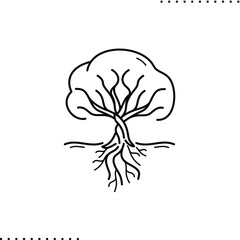 The huge tree with roots symbol illustration isolated on white