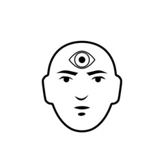 Man with third eye icon isolated on white background