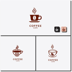 Vector illustration of hot coffee cup icon, logo design Set - Vector