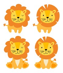 vector cute lion toy animal icons