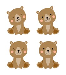 vector cute bear toy animal icons