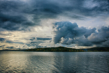 clouds over lake