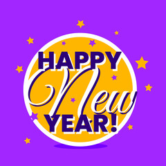 Happy New Year Celebration Web Banner Template Design Vector