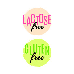 Lactose gluten free food badges icon design vector