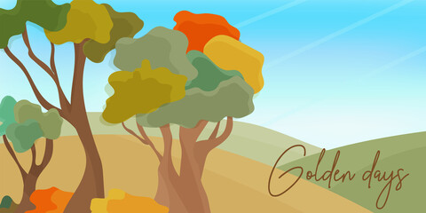 golden days. autumn illustration. Forest.