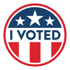 I Voted political election icon in red white and blue isolated vector illustration - voting - patriotic - America