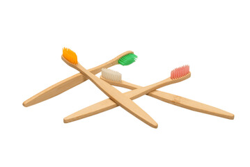 Bamboo toothbrush isolated on a white background.