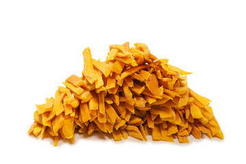 Dry tasty mango slices as a background.