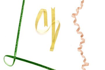 Green ribbon isolated on white background.