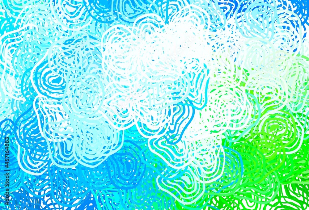 Poster light blue, green vector texture with abstract forms.