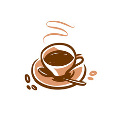 Coffee cup symbol vector icon. Cafe logo illustration