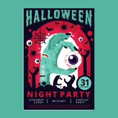 colorful halloween poster flat design vector design illustration