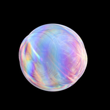 3d Colorful gradient abstract bubble round shape with thin film dispersion effect. 3d rendering glass material sphere – modern futuristic design element.