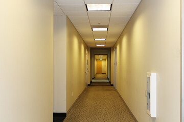 Long Corridor in Office Building.