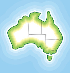 australia map simplified contoured