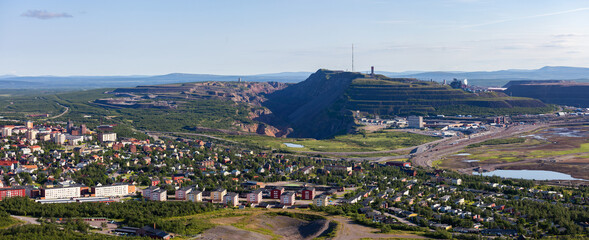 Panorama of Kiruna in the  summer