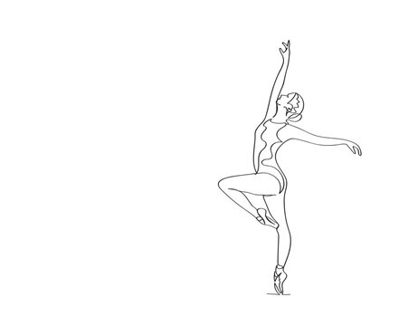 Ballet Dancer ballerina in Continuous Line Art Drawing. Vector 