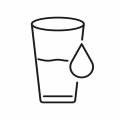 cup and water drop. line art