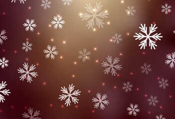 Fototapeta na wymiar Light Red, Yellow vector pattern with christmas snowflakes, stars.