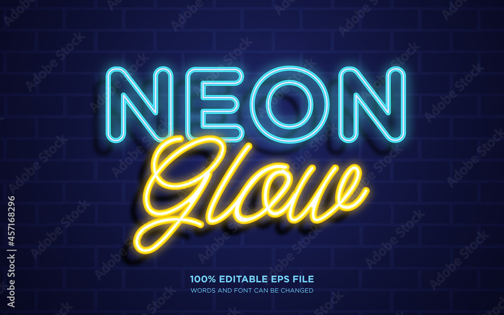 Poster neon glow editable text style effect