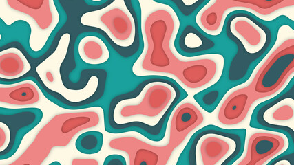 Pink  and green paper cut banner with 3D slime abstract background and pink waves layers. Abstract layout design for brochure and flyer. Paper art vector illustration