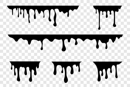 Dripping liquid isolated on transparent background. Vector elements for design.